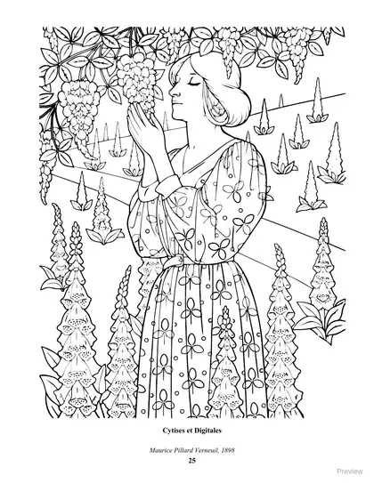 Coloring page: Cytises et Digitales by Maurice Pillard Verneuil, 1898