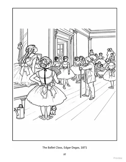 Coloring page: The Ballet Class by Edgar Degas, 1871