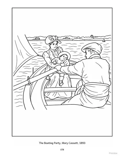 Coloring page: The Boating Party by Mary Cassatt, 1893